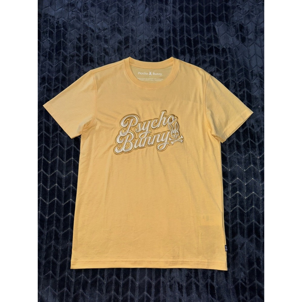Psycho Bunny Shirt Mens Yellow Elias Embroidery Graphic Tee Crewneck Sz L